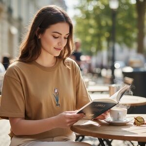 Obey Daisy Floral Embroidered Tan Crop Top T-shirt